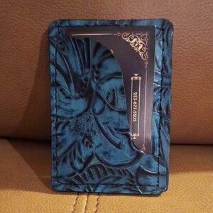 Blue Embossed Card Holder